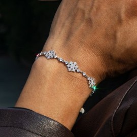 10mm 7'' Snowflake Link Bracelet in White Gold