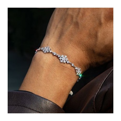 10mm 7'' Snowflake Link Bracelet in White Gold