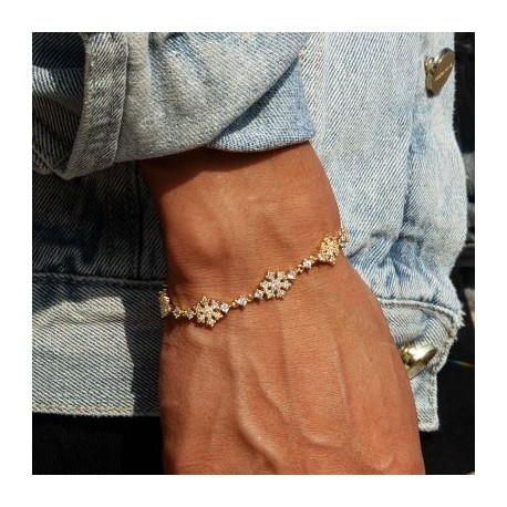 10mm 7'' Snowflake Link Bracelet in Gold