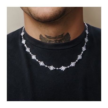 10mm 18'' Snowflake Link Chain in White Gold