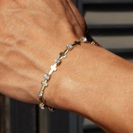 Diamond Cross Bracelet in Gold