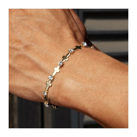 Diamond Cross Bracelet in Gold