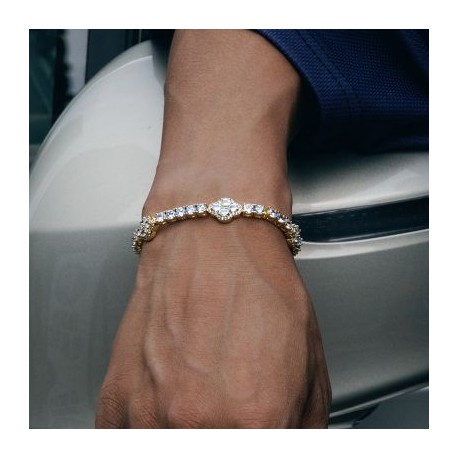 Iced Oval Cut Flower Tennis Bracelet