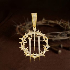 Micro Paved Crown Of Thorns with Nails Pendant