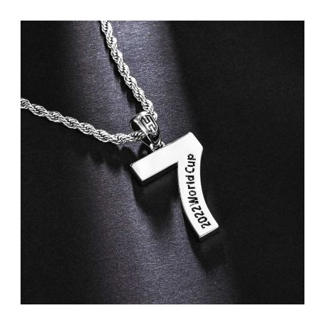 Custom Number Engravable Pendant in White Gold