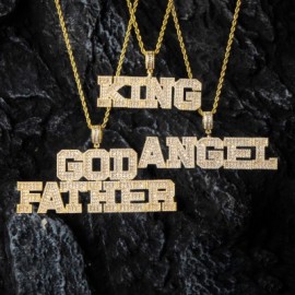 Custom Baguette Cut Name Pendant in Gold