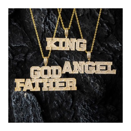 Custom Baguette Cut Name Pendant in Gold