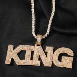 Custom Micro Pave Name Pendant in Gold