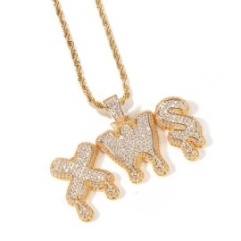 Custom Iced Drip Letters Name Pendant in Gold