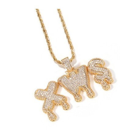 Custom Iced Drip Letters Name Pendant in Gold