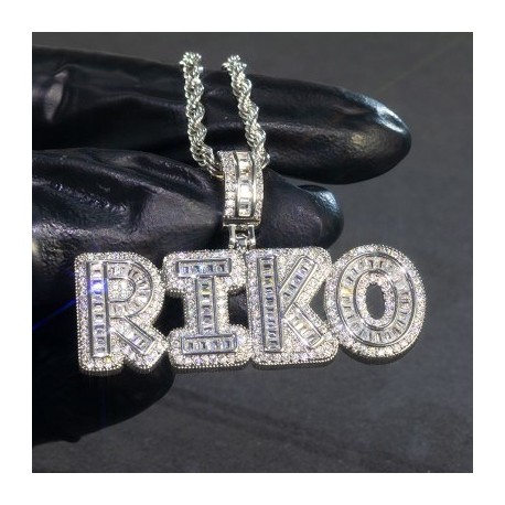 Custom A-Z Baguette Letters Pendant