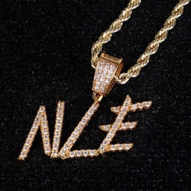 Brush Font Custom Letter Pendant in Gold