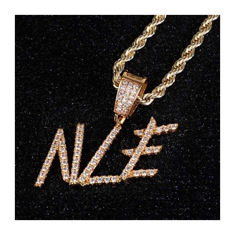 Brush Font Custom Letter Pendant in Gold