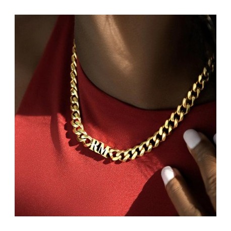 Custom Initial Letters Choker with 8mm Cuban Link Chain