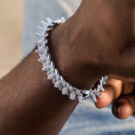 Micro Pave Spike Cuban Link Bracelet/Bangle