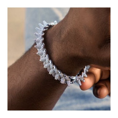 Micro Pave Spike Cuban Link Bracelet/Bangle