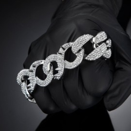 20mm 8'' Spiked Infinity Cuban Link Bracelet in White Gold