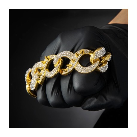 20mm 8'' Spiked Infinity Cuban Link Bracelet in Gold