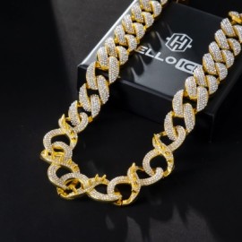 20mm 20'' Spiked Infinity Cuban Link Chain in Gold