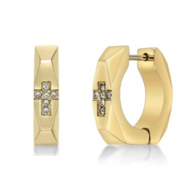 Accent Cross Huggie Hoop Earrings