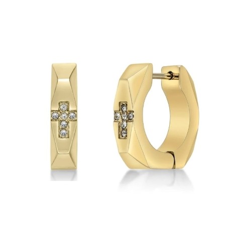 Accent Cross Huggie Hoop Earrings
