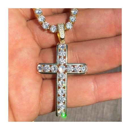 Gorgeous Men's Tennis Cross Pendant in Gold
