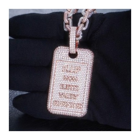 Iced Out Custom Name Dog Tag Memorial Pendant