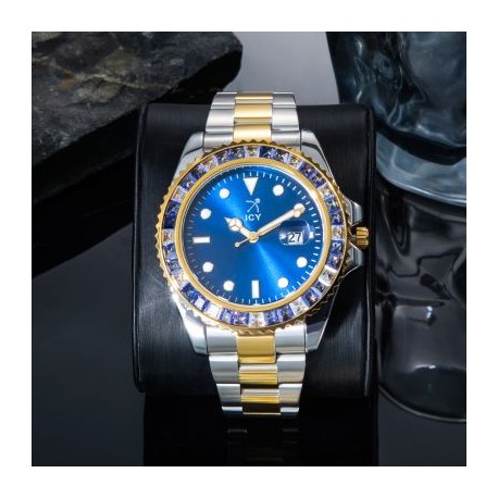 Baguette Cut Date Display Two-tone Strape Men's Watch