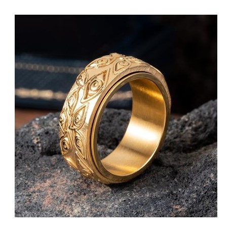 9mm Evil Eyes Spinner Relieving Stress Steel Band in Gold