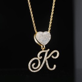 Iced Love Buckle Cursive Initial Letter Pendant