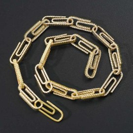 Iced Paper Clip Chain in Gold