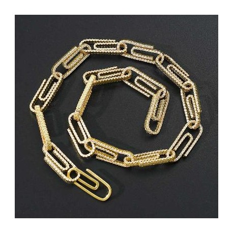 Iced Paper Clip Chain in Gold