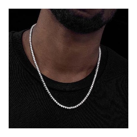 3mm Tennis 18K White Gold Chain