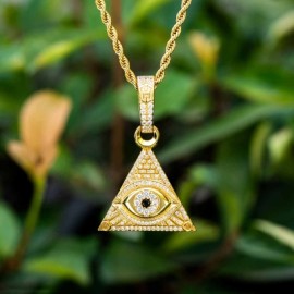 Iced Eye Of Providence Pendant in Gold