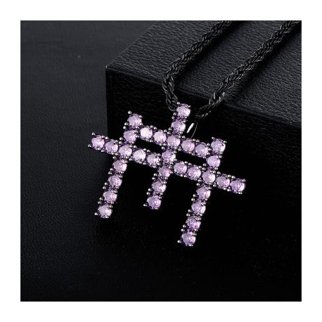 Round Cut Iced Triple Cross Pendant