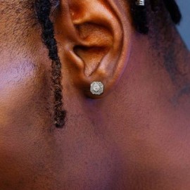 Iced Out Round Stones Magnetic Earrings