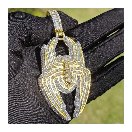 Iced Out Baugette Cut Spider Pendant