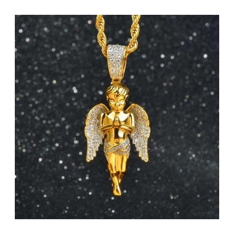 Iced Praying Angel Pendant