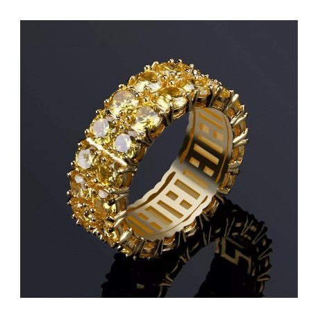 Iced 2-Row Eternity Yellow Stone Band