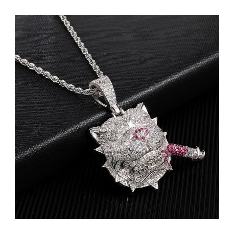 Iced Out Bulldog Head Pendant