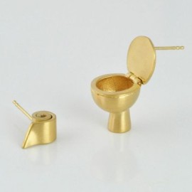Toilet & Toilet Paper Asymmetrical Earrings