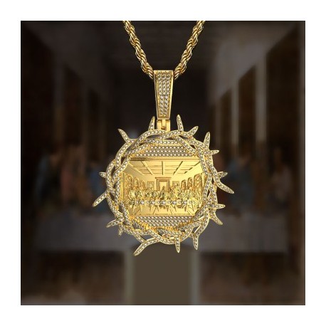 Iced Crown of Thorns Last Supper Pendant