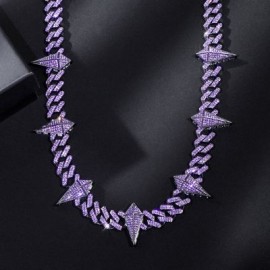 12mm Purple Fight Tooth and Claw Iced Cuban Chain