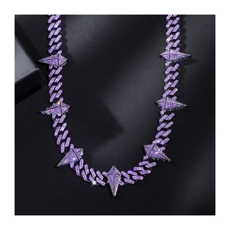 12mm Purple Fight Tooth and Claw Iced Cuban Chain