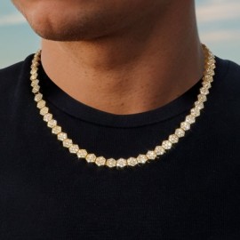 8mm Hexagon Tennis Chain in Gold