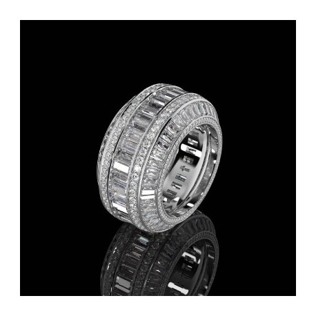 Baguette Cut Halo Micro Pave Diamonds Band
