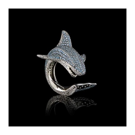 Sky Blue Diamonds Shark Ring