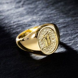 Old English Letters Oval Signet Ring
