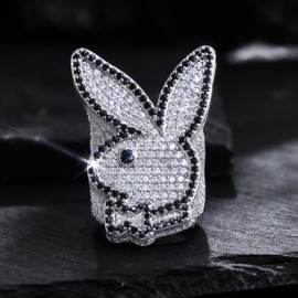 Micro Paved Bunny Rabbit Head Ring