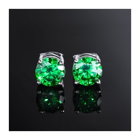 Green Round Cut Stud Earring